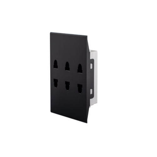 American standard triple safety socket module 16A (Black) 66 mm, SAS Novo Piano, Code: 83233.