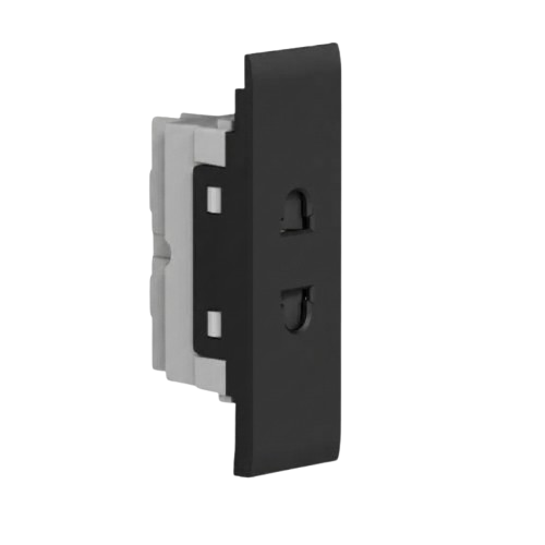 SAS Next Piano-style 16A US-standard socket module (Black), 22mm – Code 93212.